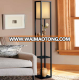 Shelf Wood Custom Floor Lamp With Fabric Shade For Indoor Decoration