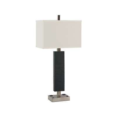 Customize Modern Style Square Black Metal Table Lamp USB Power Outlet