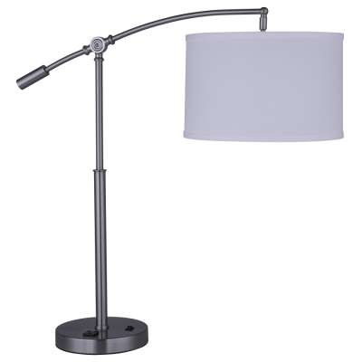 Brushed Nickel adjustable desk table lamp with white lampshade for hotel reading design reading lamp