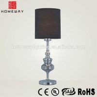 Top selling ROHS metal with chrome and black cloth shade table lamp for hotel