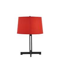 Modern Decor Hotel Lighting Cross Base Metal Table Lamp With Red Shade